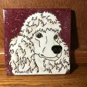 Poodle Dog, White - Hand Painted Tile by Pumpkin Tile - 6 x 6" - D168W