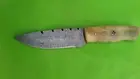 Handmade DAMASCUS STEEL SKINNER KNIFE CAMEL BONE HANDLE with leather cover