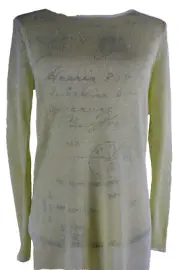 Nic & Zoe Women's Pullover Kiwi Sheer Top Size XS Fishnet Hand Printed NWT Fun