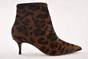 Christian Louboutin So Kate Booty 55 Black Leopard Pony Short Ankle Bootie 36.5