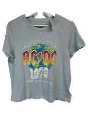 AC/DC Highway to Hell Blue Cropped T Shirt 100% Cotton NEW Great Gift! XS-XL