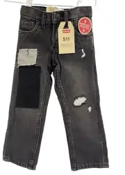Levis 511 Slim Sz 2T Kids Patchwork Gray Jeans Vertical Stretch NWT $40 Unisex