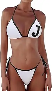 [Jolefille] Women Bestselling Micro String Bikini Sets Brazilian Thong Swimsuit Two Piece Cheeky Bathing Suit Triangle Top, White Bikini Sets, Small