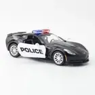 1/36 Corvette C7 Police Car Model Diecast Toy Vehicle Pull Back Gifts for Boys