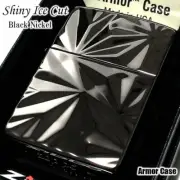 Zippo Armor Case Shiny Ice Cut Black Nickel Brass Lighter Double Side Processing