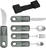 Adaptive Eating Utensils Bendable, Non-Slip Handles for Parkinson's, Arthritis, MS, Elderly, Hand Tremors, Handicapped Assisted Eating Knives and Forks Set for People with Disability
