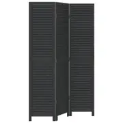vidaXL Room Divider Privacy Screen Partition 3 Panels Black Paulownia