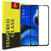 [2 PACK] Oppo Reno2 Z Screen Protector Full Coverage Tempered Glass Screen Protector Guard (Black) - Case Friendly