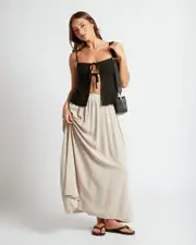 [Mooloola] Mooloola Women's Aster Maxi Skirt in Natural Size 2 2 Natural