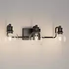 Black Vintage Bathroom Vanity Light Fixtures over Mirror Glass Globe 3 Lights In