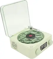 Record Player Speaker, Fashionable Clear Stereo Sound Wireless Speaker 4 Playback Modes for Bedroom (Green)