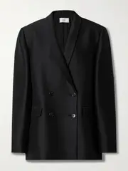 [The Row] The Row - Jerome Double-breasted Wool And Silk-blend Blazer - Black - medium medium Black