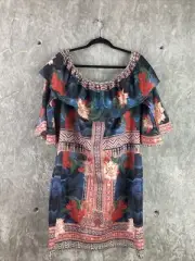 Womens Fashion Nova 2X Tropical Print Off Shoulder Tulum Dress Ponte Knit NEW