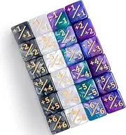 24Pieces Token Counter Dice| Galaxy Mix White Black D6 Dice Set for MTG CCG Board Game