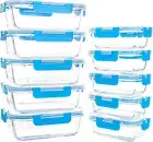 10 Pack Glass Food Storage Containers with Lids Reusable Meal Prep for Lunch