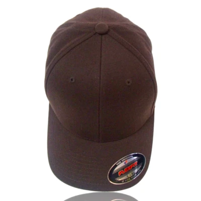 Original Flexfit Fitted Baseball Cap Size: L-XL Blank 6-Panel Brown Hat - New