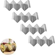 DYOUen Set of 4 Taco Holders, Stainless Steel Holder Stand Set, Pretzel Stand, Tray Holds, for Tacos Sandwiches Sausage Holder for Children Family Parties (Silver 4S)