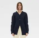 CELINE Navy Cardigan with Superyak Cut Knit Sweater XS Fall 18 Phoebe Philo NEW