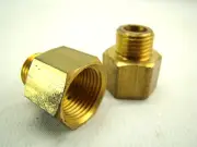 (2) New Solid Brass Fitting Extender Adapters NPT 1/4" Male x 3/8" Female