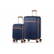 CHAMPS S1016-NAVY Vintage 2-Pc Hardside Luggage Set TSA Lock 360-Wheel Navy Blue