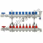 9-Branch PEX Radiant Floor Heating Manifold Set - Brass, for 3/8” 1/2” 5/8” PEX