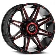 20x9 XF Off-Road XF-220 Gloss Black & Red Milled Wheel 5/6 Lug BLANK (12mm)