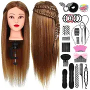 Frcolor Mannequin Head Set With Hair Salon Training Head Stand Set Hair Training Model Hairdressers Free Table Clamp And Braid Set Salon Styling Beaut