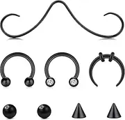 [Longita] Septum Rings Septum Jewelry Septum Rings 16g Septum Piercing Mustache Septum Ring Septum Pincher 16 gauge Septum Nose Rings Mustache Nose Ring Septum Silver Gold Black