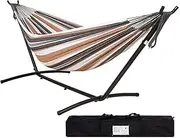 Heavy Duty Hammock Stand with Carry Bag - 450lbs Capacity, 42mm Steel Frame for Camping, Backyard, Indoor & Outdoor Use (Tropical)