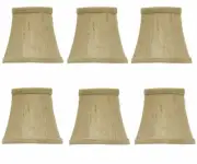 Set of 6 Chandelier Lamp Shades 4 Inch Sand Belgium Linen Barrel Drum