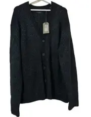 AllSaints Cosmic Cardigan Black Silver Wool Blend Size XXL UK 18 - NEW WITH TAGS