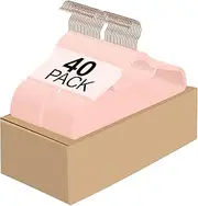 Velvet Hangers, 45cm Heavy Duty Felt Hangers with Tie Bar for Coats,Suits,Space Saving with No Hanger Mark, 360° Swivel Hooks,Non Slip Clothes Hanger Set,Rose Gold Hook by H HOME-MART (Pink, 40 Pack)