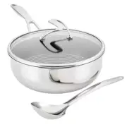 Clad 3-Piece Stainless Steel Chef Pan Silver with Lid