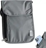 Générique Bag Phone Pouch, Waterproof Nylon Faraday Shielding Bag, 7.48 x 5.51 inches, Anti-Theft Signal Blocking with Neck Strap, Anti-Magnetic Storage Wallet Case for Men and Women, Grey, Se référer