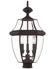 Livex Lighting Monterey 3-Light Bronze Outdoor Post Lantern