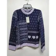 FRESHMAN Kids' Mix Stitch Fair Isle Sweater In Lavender And Navy