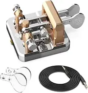 CW Key Morse Code Key Morse Telegraph Key Morse Code Key Aluminum Alloy CW Morse Code Key Square-Shaped Base Red