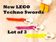 New LEGO Techno Sword Set Lot Collection of 3 NEON Orange Yellow Pink Serrated