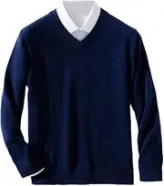 [Hamthuit] Men's Casual Slim Fit V-Neck Pullover V-Neck Pullover Warm Jersey Pullover Jumper