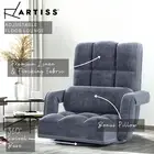 Artiss Floor Lounge Sofa Bed Charcoal Linen 360° Swivel Chair Adjusting Backrest