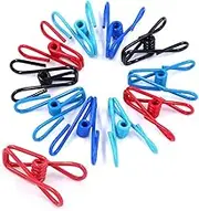 Swpeet 50 Pieces Multi-purpose Metal Wire Clip Windproof Clothespin Metal Clips Holders for Office Clothes Baby Nappy Metal Peg Clips Pins Hanging Clips Hooks - 5 Colours