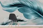 3D Feather Blue Self-adhesive Removeable Wallpaper Wall Mural 34