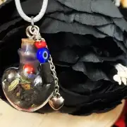 Protection Heart black salt spell necklace