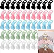 50 Pack Hanger Connector Hooks,Space Saving Closet Organizer for Clothes Hangers,Multi-Color Plastic Hanger Clips for Wardrobe Storage,Dorm RV Apartment