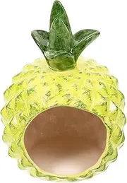 Generic Pineapple Shaped Ceramic Hamster Nest Decorative Cooling Hideout for Animals for Hamsters Hedgehogs and Mice Smooth and Durable Design for Comfortable Resting Space