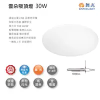 在飛比找PChome24h購物優惠-DanceLight 舞光 LED 30W 雲朵薄型吸頂燈 