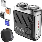 Portable Rotary Dual Ring Electric Shaver, Afeitadora EléCtrica PortáTil Rotativa De Doble Anillo, USB Rechargeable Portable Mini Small Steel Cannon Rotary Dual Ring Electric Shaver (Black)