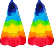 Swimming Fin, Kids Flippers for Swimming, Walkable Rainbow Flippers, Silicone Flippers for Swimming Kids, Portable Fins for Swimming and Snorkeling, Fins Short Youth Swim Fin for Children