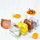 Snack Plate Bear Pattern Round Edges Plastic Space Saving Fruit Dish For Home