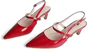 [MEOTINA] Slingback Heels for Women Kitten Heel Closed Pointed Toe Dressy Sandals Pumps for Wedding Party Casual Shoes